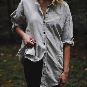 Line + Tow Chambray Striped Button Down Utility Shirt M